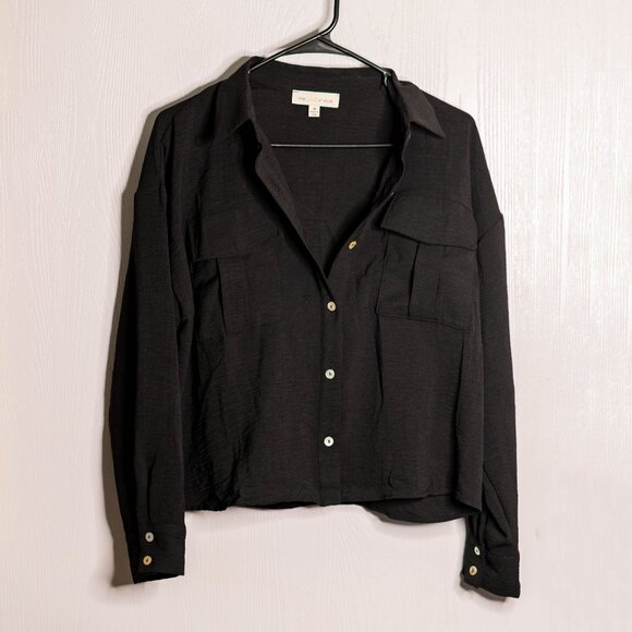 the LINE of Style Black Button-Down Blouse – Size M - Picture 1 of 7
